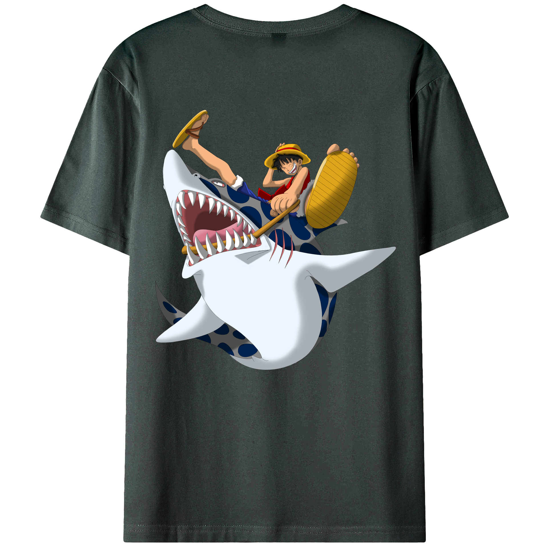 ワンピース モンキー・D・ルフィ ONE PIECE Monkey D. Luffy 綿100％ メンズ半袖Tシャツ（バックプリント） 通気性